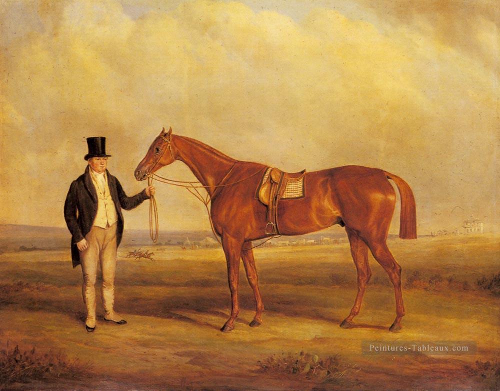 Un gentleman tenant un cheval dangereux John Ferneley Snr Peintures à l'huile